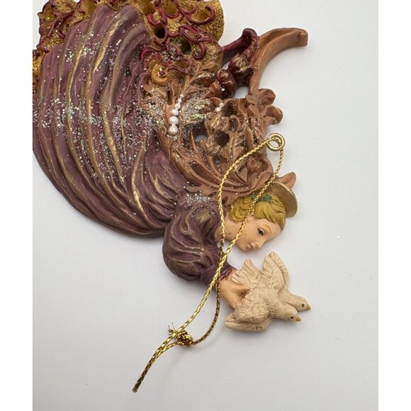 Vintage Victorian Angel with Doves Christmas Tree Ornament Glitter Accents - Picture 5 of 6